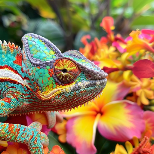 colorful chameleon, close-up detail
